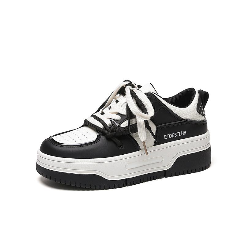 Factory straight hair leather women's shoes board shoes new casual versatile platform white shoes heightening Internet celebrity hot selling women's