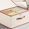 Large Foldable Fabric Organiser Box with Cover Container For Seasonal Clothing Blankets Household Items
