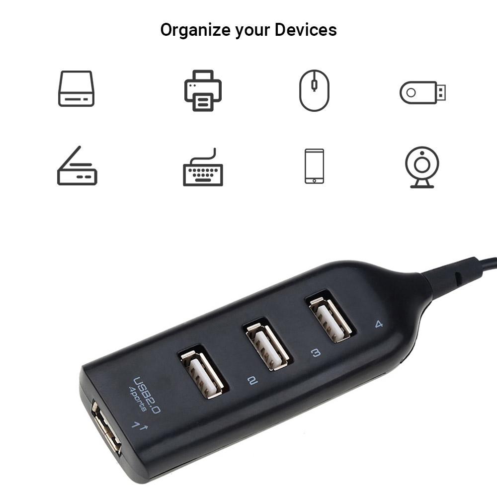 4 Ports USB Hub 44cm Tragbarer USB 2.0 1.1 Splitter Unterstützt Aufladen 480Mbps Hohe Geschwindigkeits-Datenübertragungsrate für PC