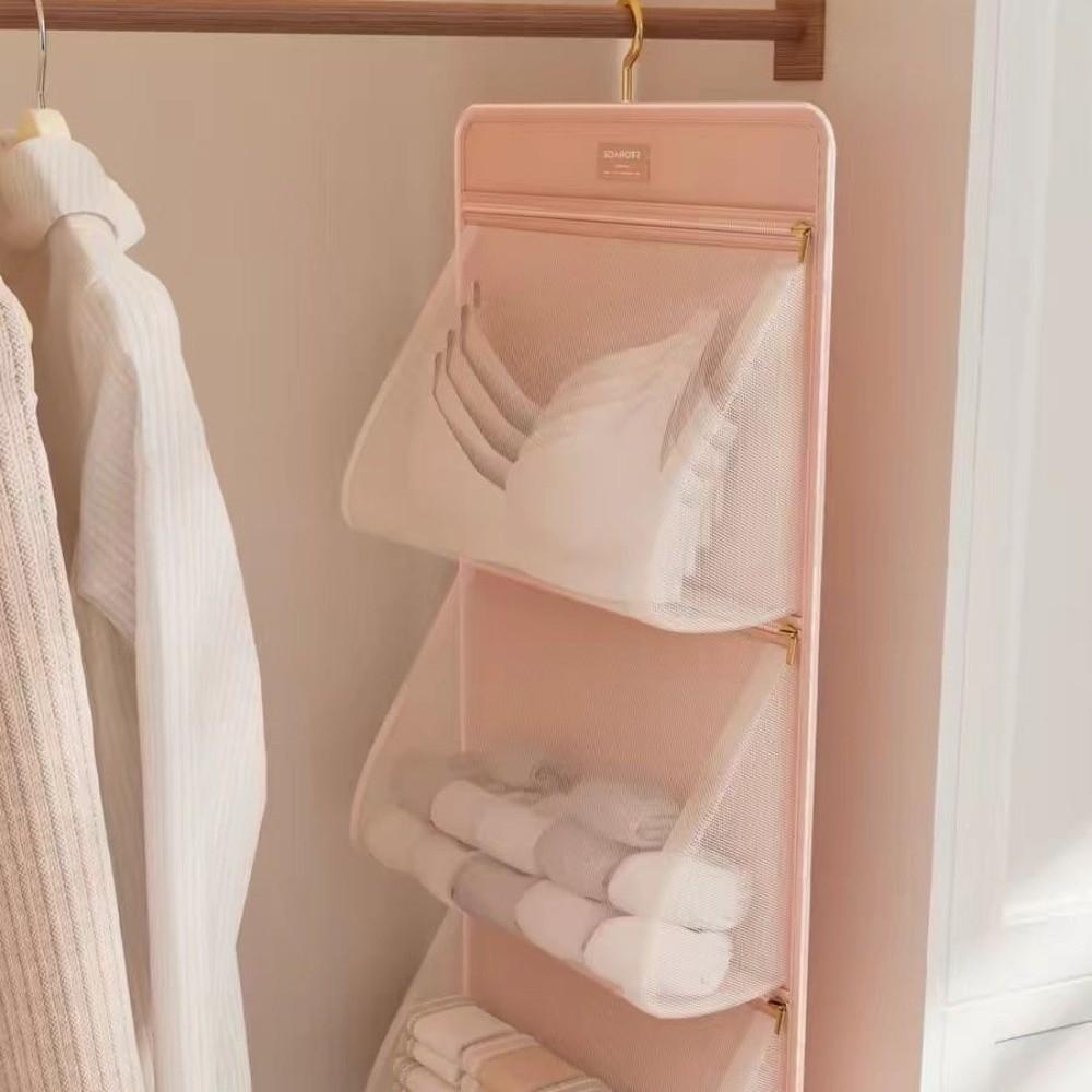 Foldable Underwear Storage Bag with Zipper Mesh Storage Bag Closet Organizer Wardrobe Storage