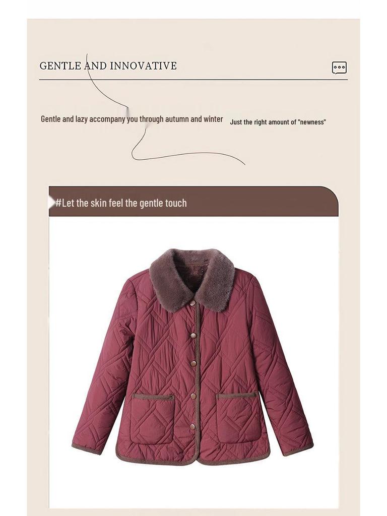Stylish Women's Cotton Jacket: Short, Warm Winter Outerwear for Women Aged 40-50