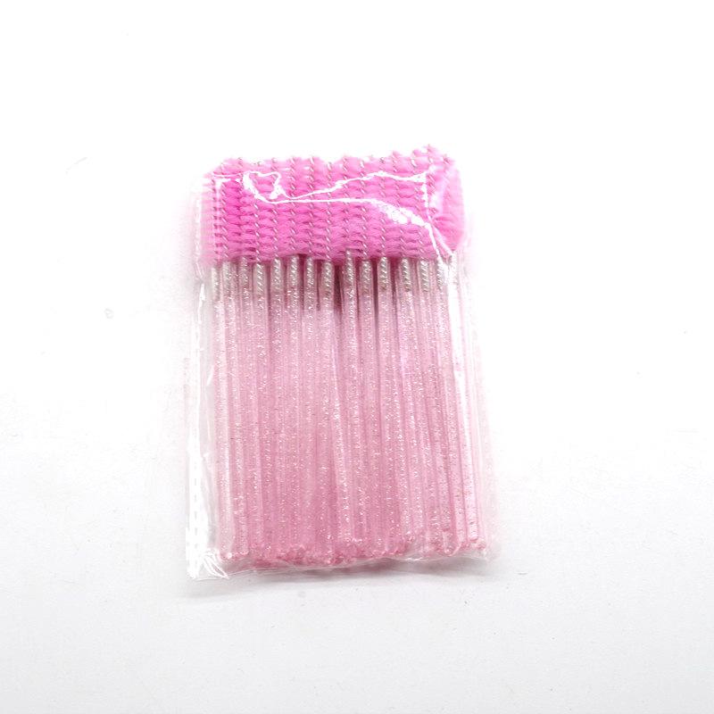

50PCS New Crystal Rod Colored Lash Comb Eyelash Brush Eyebrow Comb Portable Lash Brush Multi-purpose Small Brush one pack рожевий
