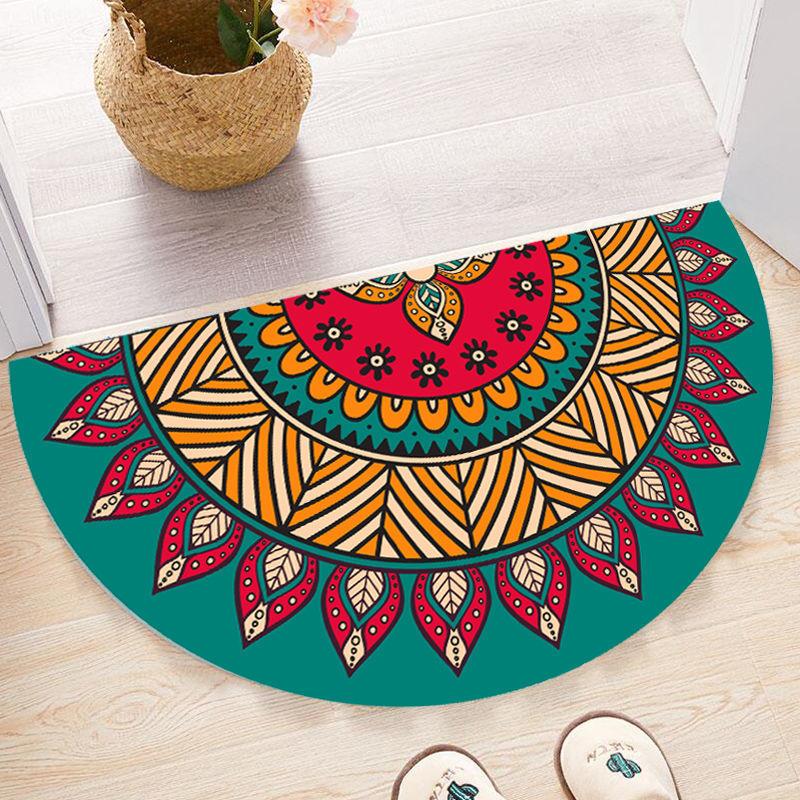 Nordic Entrance Doormat Anti Slip Floral Door Floor Mat Indoor Half Round Welcome Mat Bathroom Hallway Carpet Kitchen Area Rugs