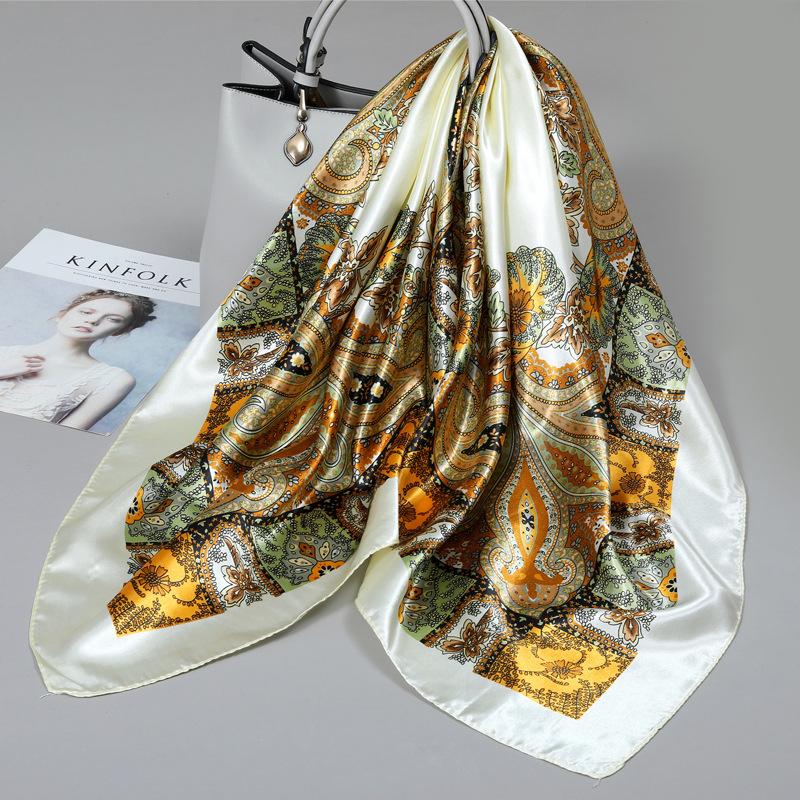 90 Square Scarves, Silk Scarves, Women's New Spring and Summer High-end Sense Versatile, Thin Scarves, Shawls Outside