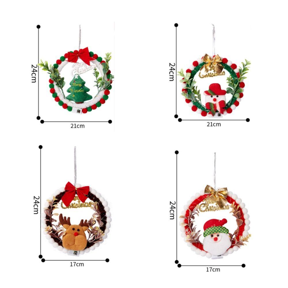 Creative DIY Christmas Wreath with LED Light Handmade Christmas Garland Hanging Pendant Party Decor Artificial Wreath