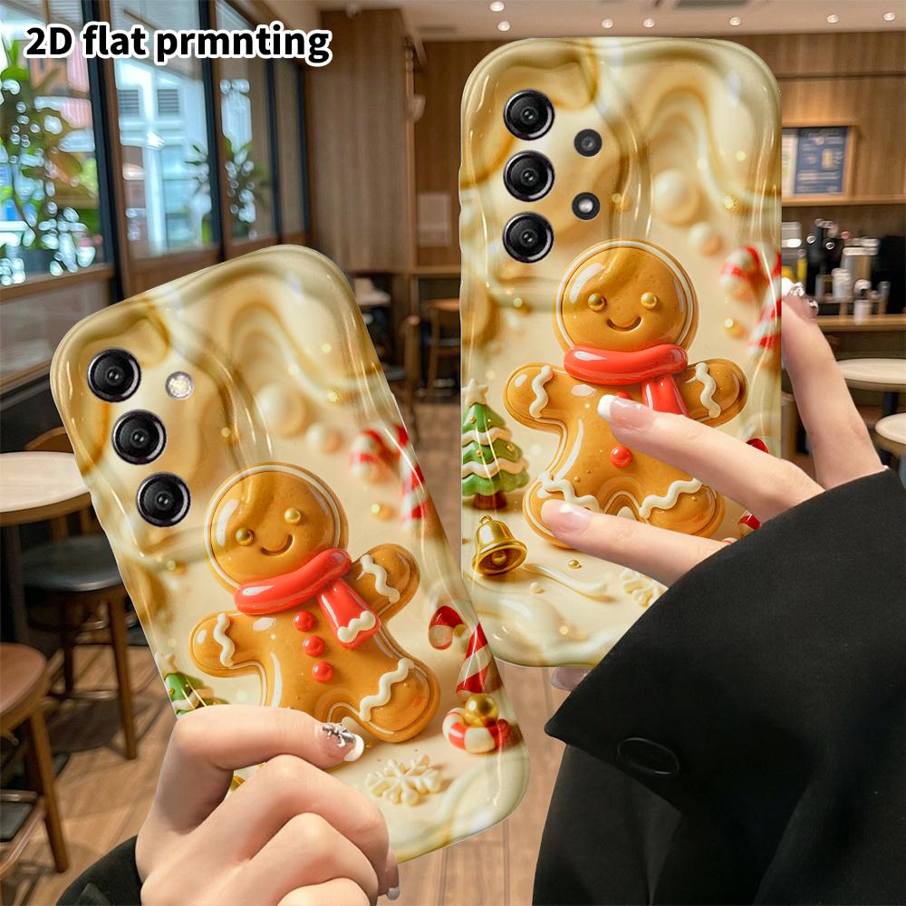 Phone Case: 2D Flat, Suitable for Samsung Galaxy A34 A35 M05 M06 S20 S22 S21 FE Plus 5G Protective Case, Standing Gingerbread Man, Perfect Christmas a