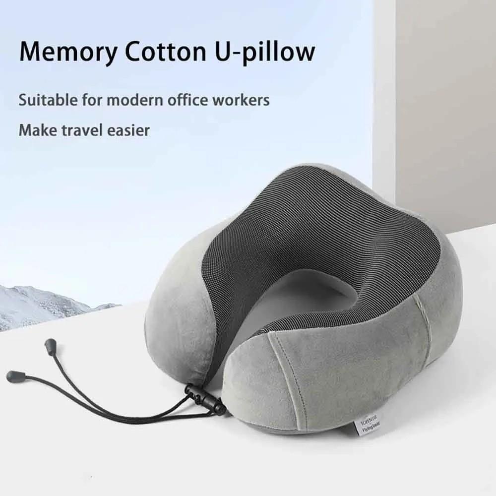 Lightweight U Shaped Neck Pillow with Storage Bag Airplane Neckrest Pad  Head Neck Support