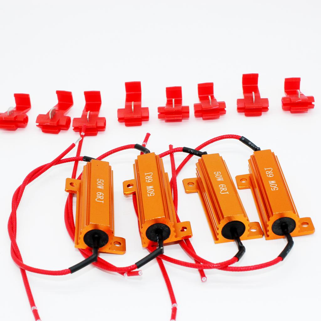 4Pcs 6PC 2PC 50W 6Ohm 6RJ for DC 12V Car Load Resistor Error Canceller LED Decoder Canbus Free Wiring Canceller Decoder Light