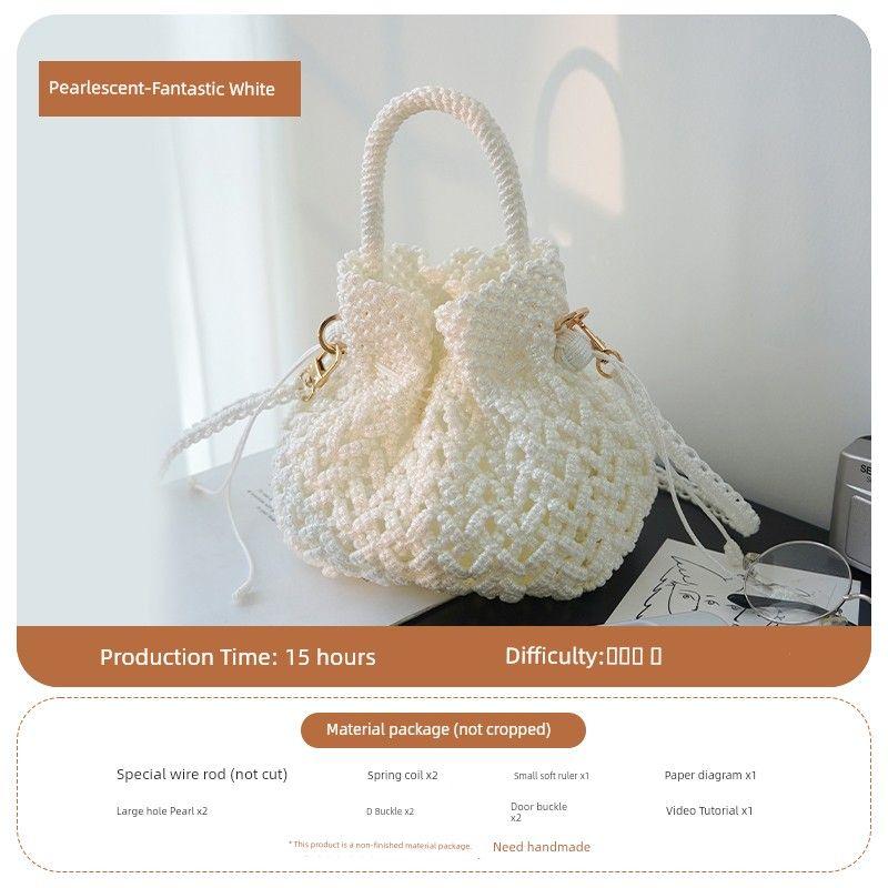 

Сяньхуэй Домашняя Жемчужная Шерсть Ручной Вязки Сумка DIY Домашний Материал Сумка Летняя Женская Сумка Сумка Через Плечо Сумка-Тоут [Pearlescent-Magic Flash White] Material Package