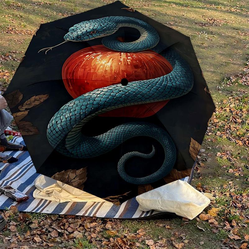 1PC Snake Heart Umbrella-8-Rib Reinforced Portable Folding Travel Suitable for All Seasons Outdoor Daily Use-J387