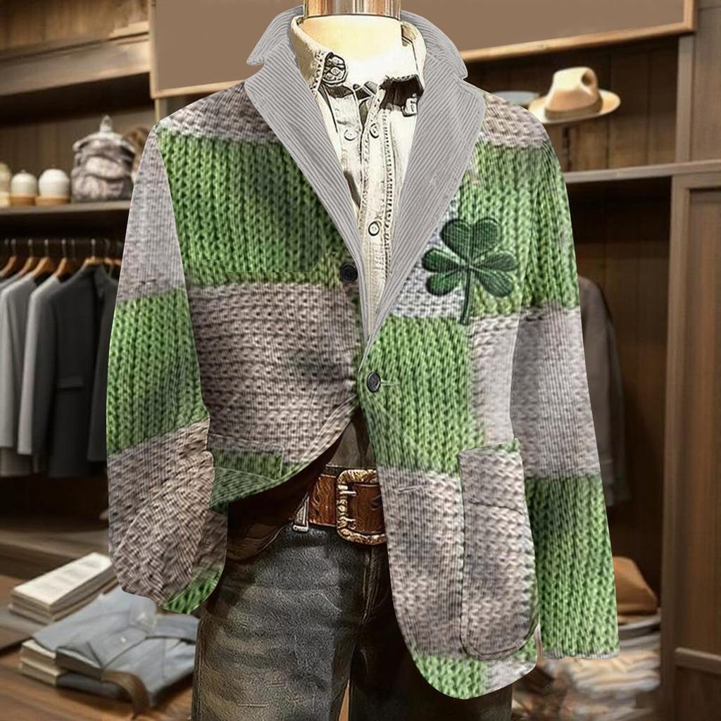 Herren Druck Kord Warm Taschen Anzugjacke Cardigan Herren Freizeitanzug