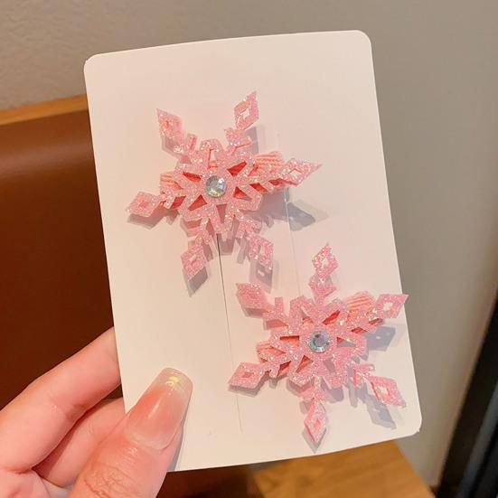 1 Pair Girls Hair Clip Blue White Snowflake Design Christmas Hair Pins Lightweight Hair Styling Tools Hair Accessories
