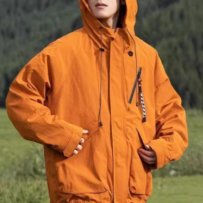 Japanese Functional Hooded Jacket, Men's Autumn and Winter New Trendy Brand Windproof Workwear Pocket Jacket, Trendy Jacket