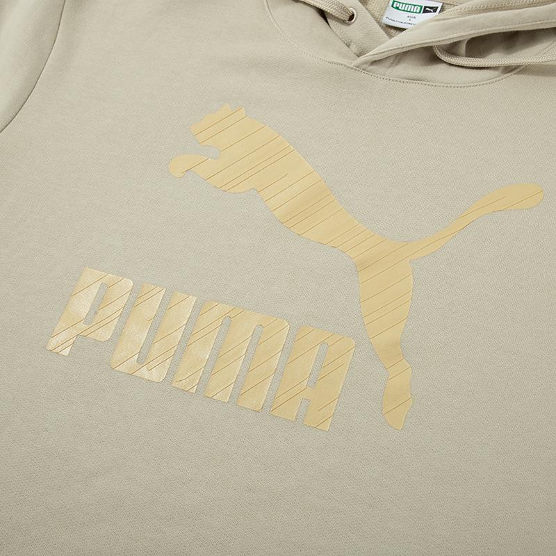 Puma Letter Logo Printed Hooded Casual Long Sleeve American Vintage Sweatshirt Unisex sweatshirt Gray Earth 625822-90