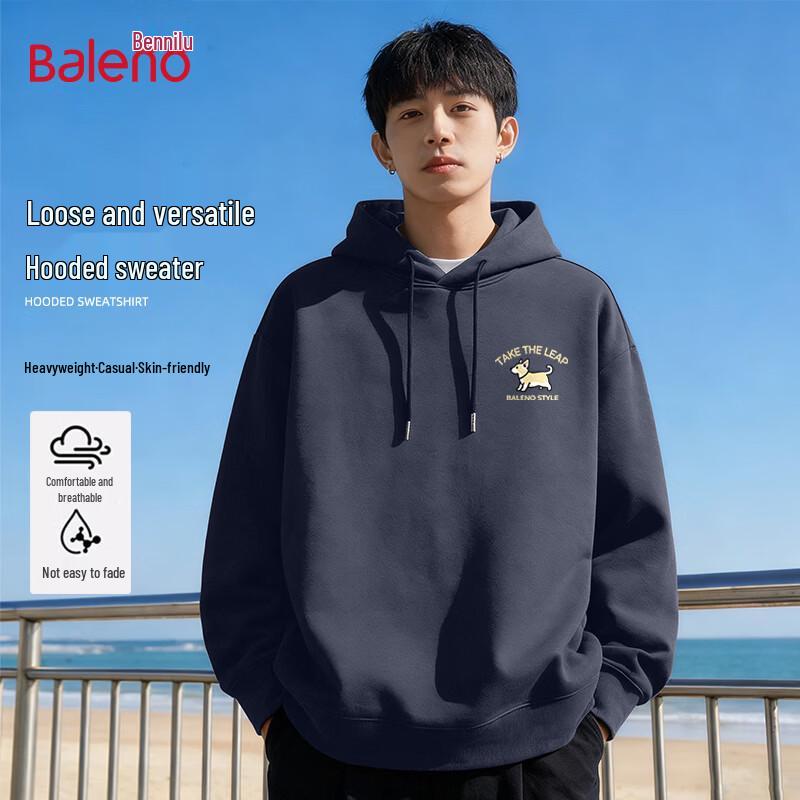 Baleno Men's Loose Fit Hooded Sweatshirt with Corgi Graphic