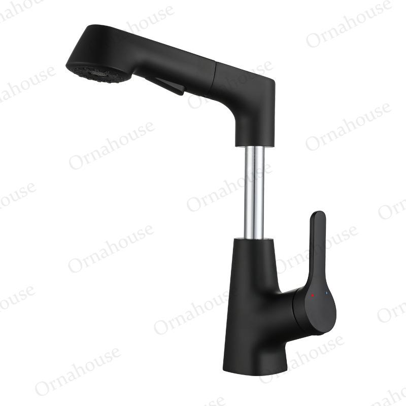 All Copper White Rotating Pull-out Basin Faucet Gun Gray Black Lifting Cold and Tropical Shower Telescopic Mixing Faucet