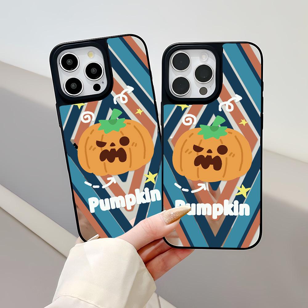 Halloween Pumpkin Ghost Mirror Case for Apple 17 Pro Max, 16 Pro, 15, 14, 13