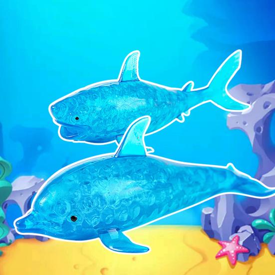 Bead-Filled Shark Squeeze Toy Stress Relief Blue Dolphin Sensory Toy Soft Stress Ball Simulation Sea Animal Pinch Fidget