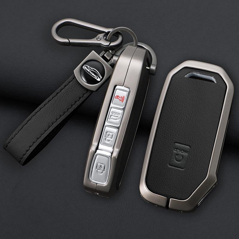 Zinc Alloy Leather Car Key Fob Case For Kia Ceed Cerato Forte Niro Seltos Sorento Soul Sportage Telluride K5 Keyless Case