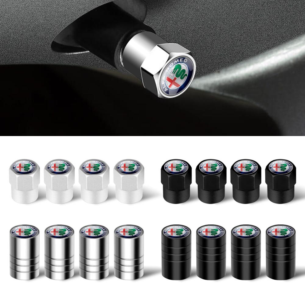 4 Stück Auto Rad Reifen Ventilkappen Ventilschaftgehäuse Mit Logo Auto Styling Für Alfa Romeo Giulia Stelvio Giulietta 156 159 147 Mito