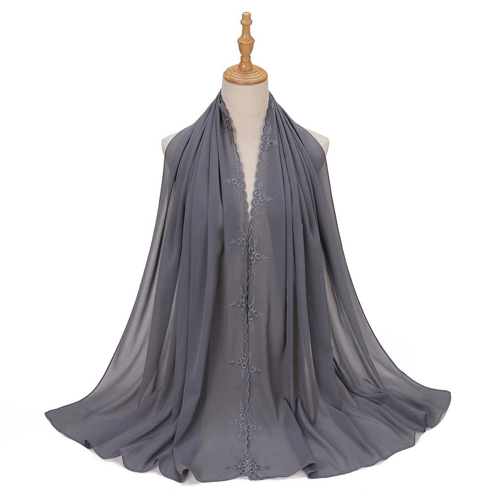 

Малайзия Индонезия Вышитый Шифоновый Платок Шаль Тюрбан Повязки на Голову Хорошее Качество Дышащий Женский Шарф 70*175см 70x175cm