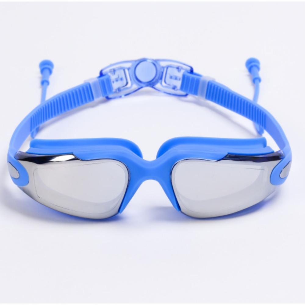 One-piece with earplugs type high definition waterproof electroplated men's and women's swimming goggles