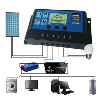 30a Solpanel Batteriladdningskontroll 12v/24v LCD-regulator Automatisk Dual Usb