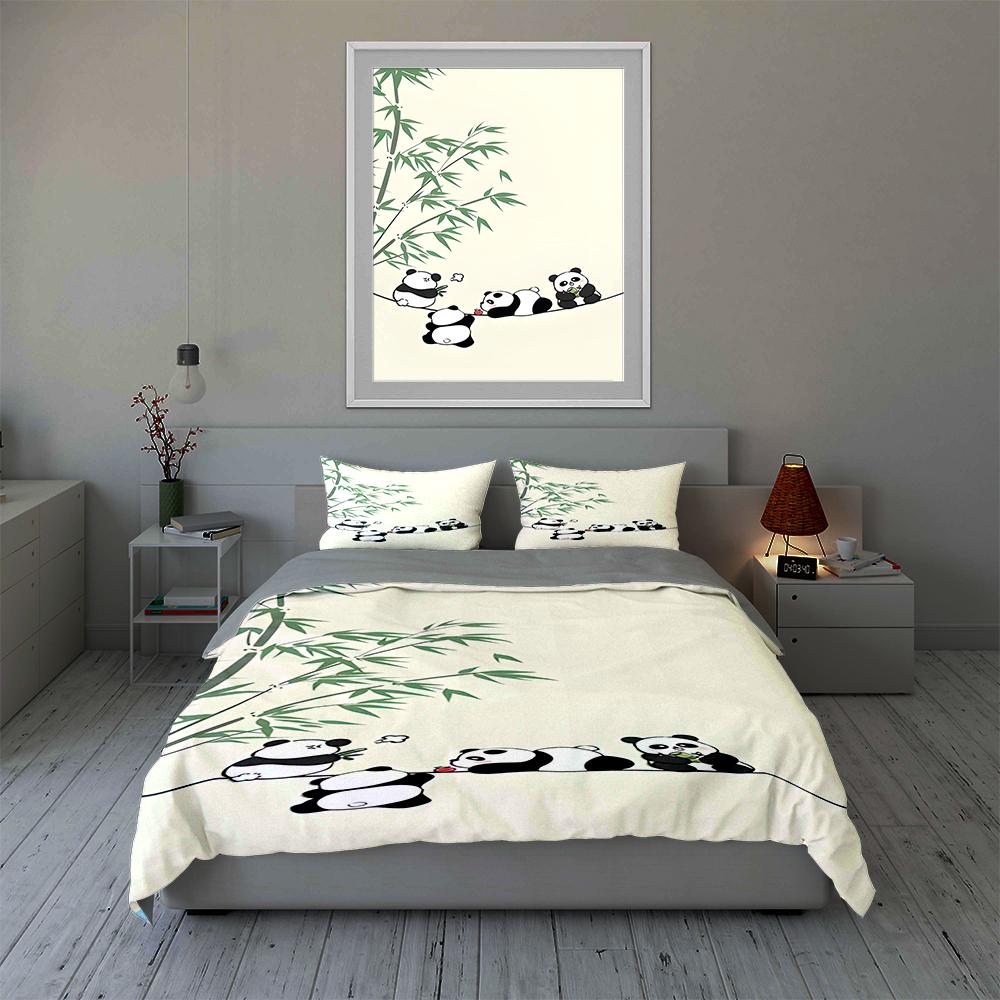 Pandas Bamboo Accents Bedding Duvet Cover Sets Duvet Covers Pillowcases Gifts (1 * Duvet Cover 2 * Pillowcases, Without Duvet Insert)