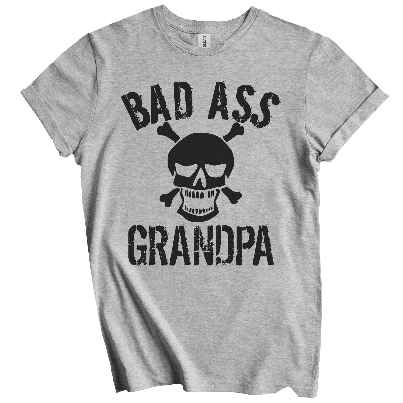Bad Ass Grandpa Funny Skull Grandparents Day T-Shirt 4XL