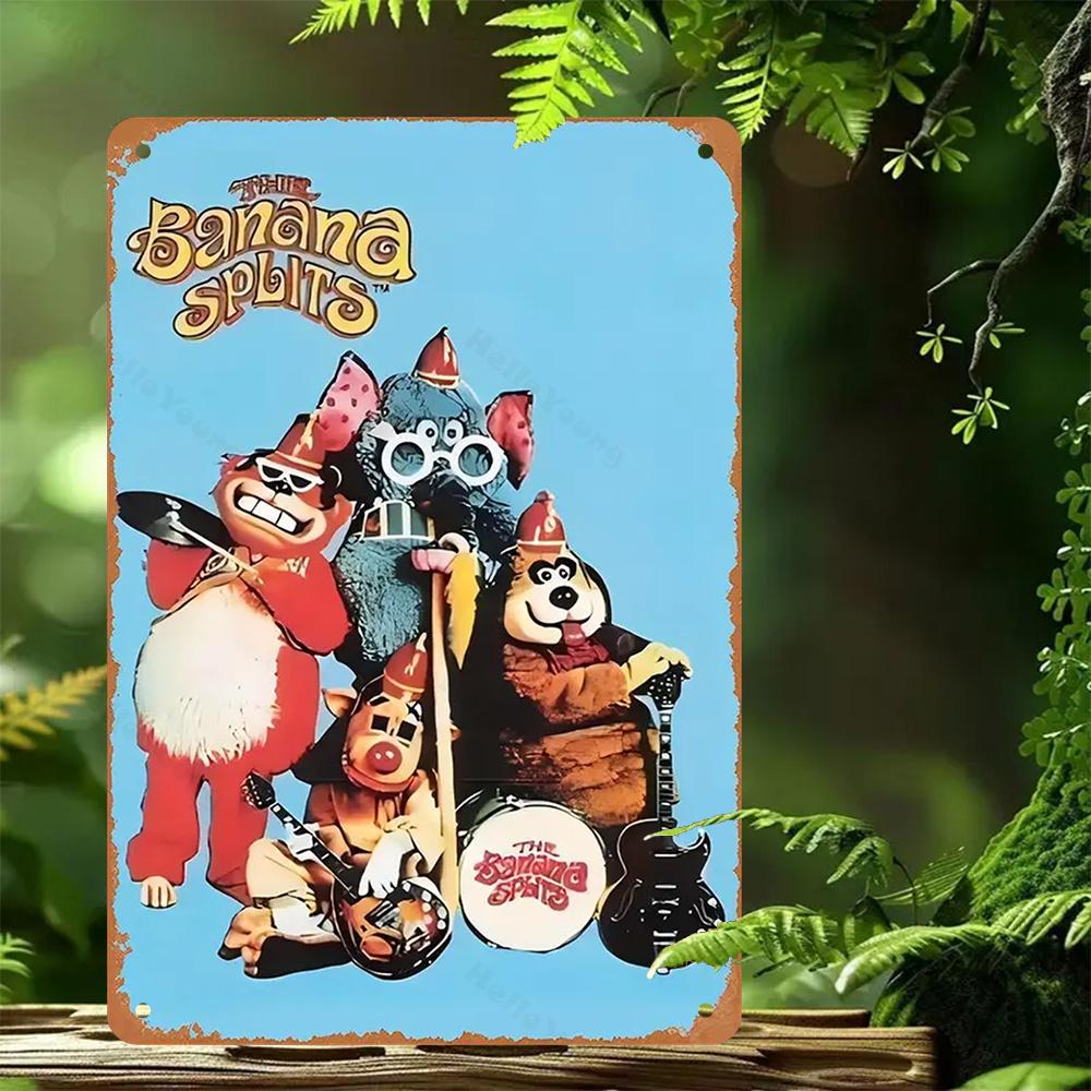 Vintage Banana Splits Cartoon Metall Wandkunst Retro Eisen Schild für Café Bauernhaus Garage Terrasse Weihnachtsgeschenk für Freunde