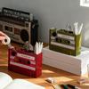 Gładka Powierzchnia Pojemnik na Ołówki Retro Pojemnik na Długopisy w Kształcie Kasety Magnetofonowej, Kreatywny Organizer Biurkowy z Miejscami Eco-friendly I Komorami do Przechowywania, Wielofunkcyjny