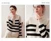 Women's Striped High-Neck Cashmere Half-Zip Sweater