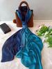 [BYSIFA] Long Satin Silk Scarf Winter Ladies Gradient Green Scarf Shawl Top Grade Brand Scarves Simple Plain Head Scarf 180*90cm