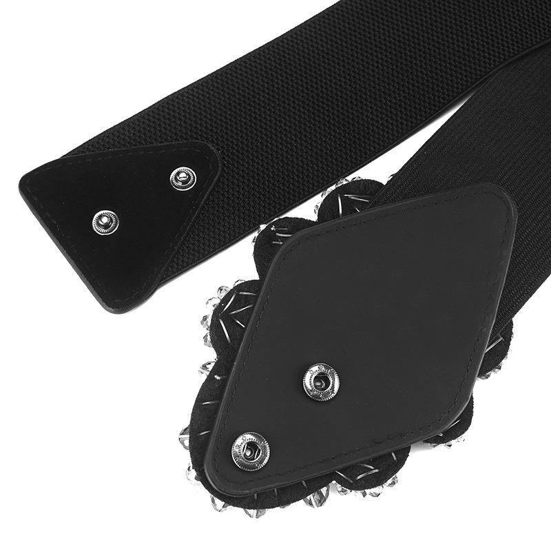 Meimeier Crystal rhinestone waist cincher with elastic wide waistband for dresses - formal dress decoration elastic belt