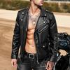 Men's PU Leather Motorcycle Jacket - Stylish European-American Streetwear with Functional Zipper.