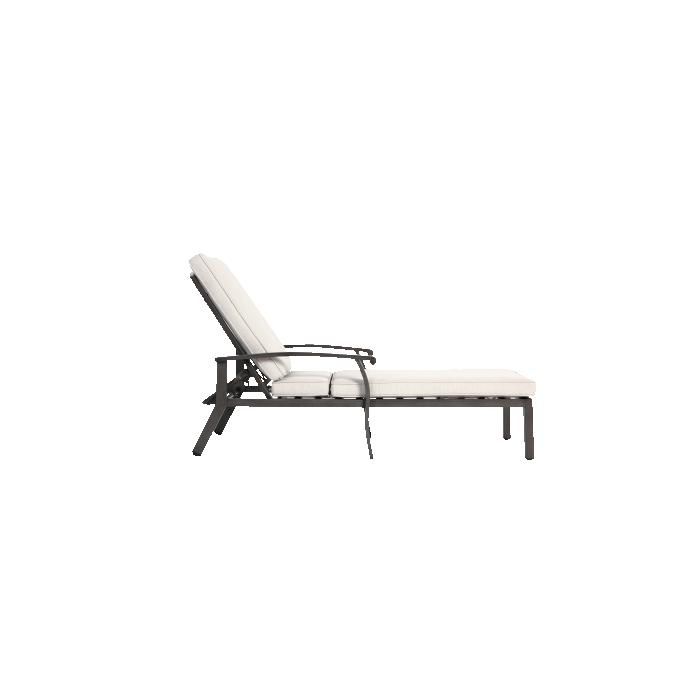Chaise longue de piscine réglable en aluminium antirouille avec coussin imperméable beige (première édition)