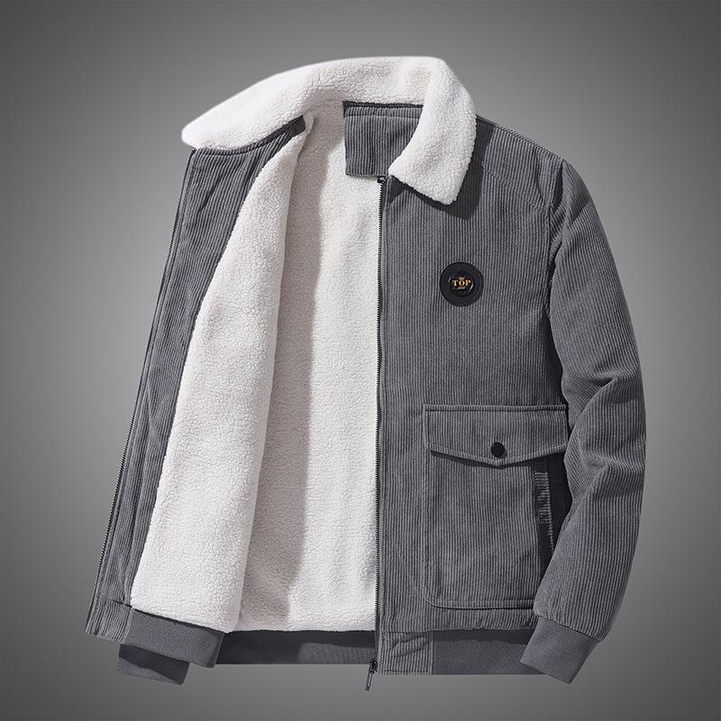 Inverno novo velo quente grosso jaquetas masculinas moda gola de pele casaco de veludo masculino outono outwear militar jaqueta casual