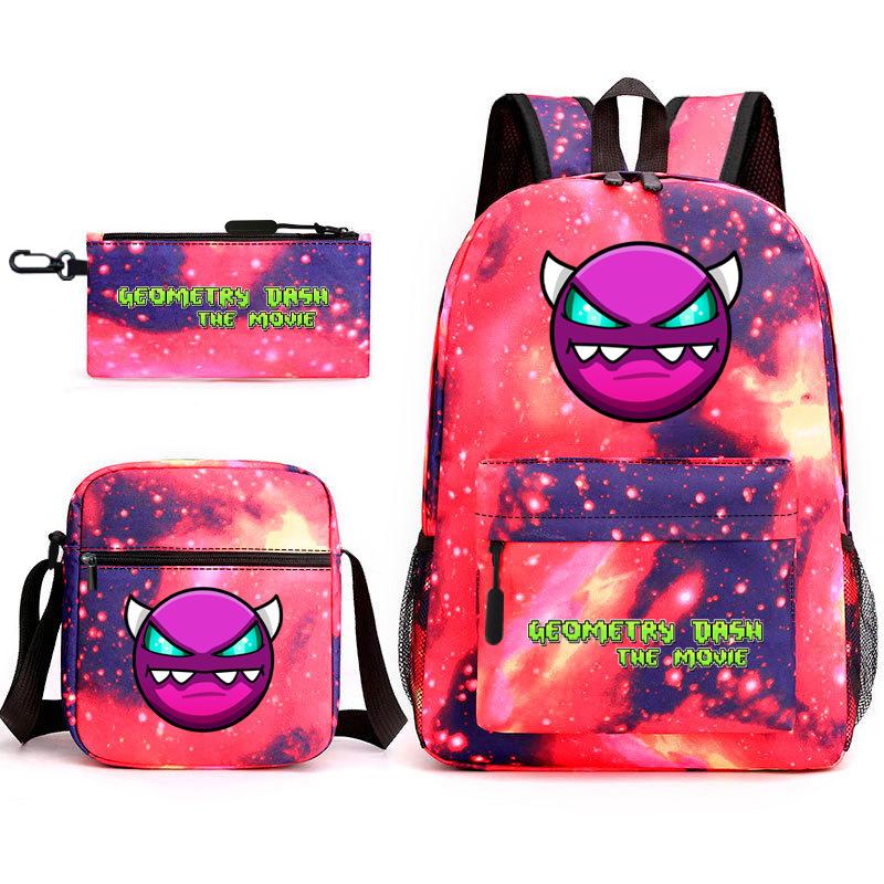 Geometry sprint game backpack geometry dash heat transfer backpack elementary school bag leisure bag