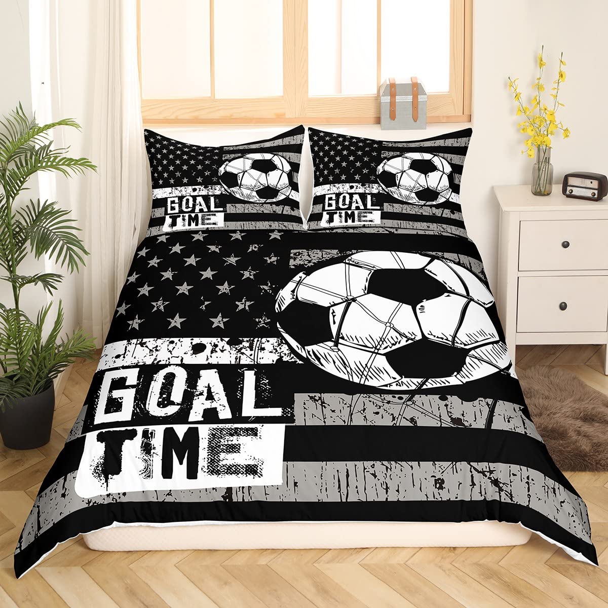 

Blue Flame Soccer Duvet Cover Set For Teens Boy 3D Print Football Quilt Cover Set Full Size Fire And Ice Bedding Set Queen Size EU single(135x200cm)