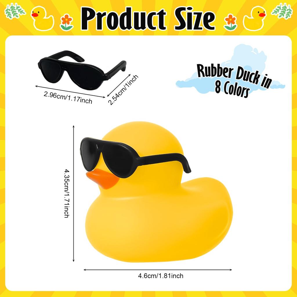 6122448Pc Black  Rubber Ducks With Sunglasses Sets Duck Toys Squeaky Rubber Ducks Cute Float Duckies For Party Favors