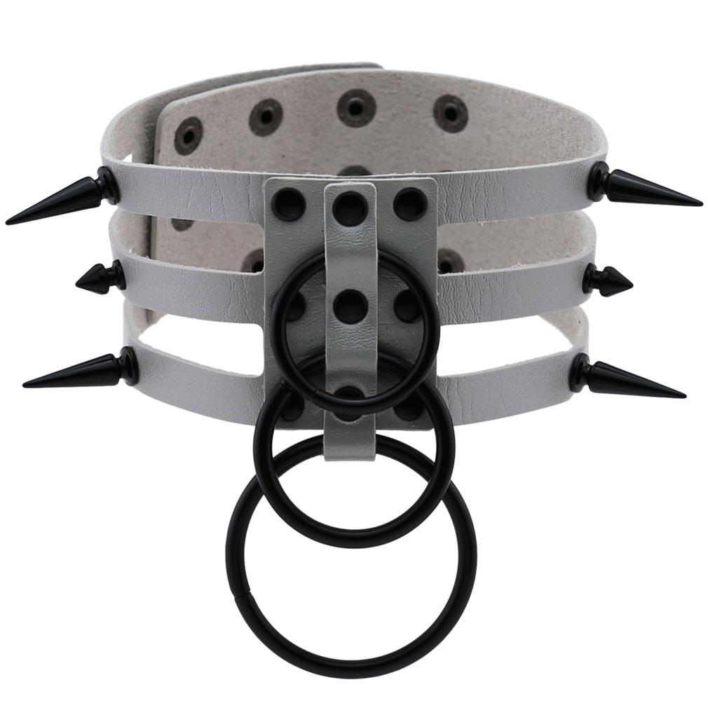 Fashion Women Men Black Rivet Leather Bondage Choker Necklace Punk Circle Spike Goth Collar Harajuku Necklaces Emo Witch Jewelry