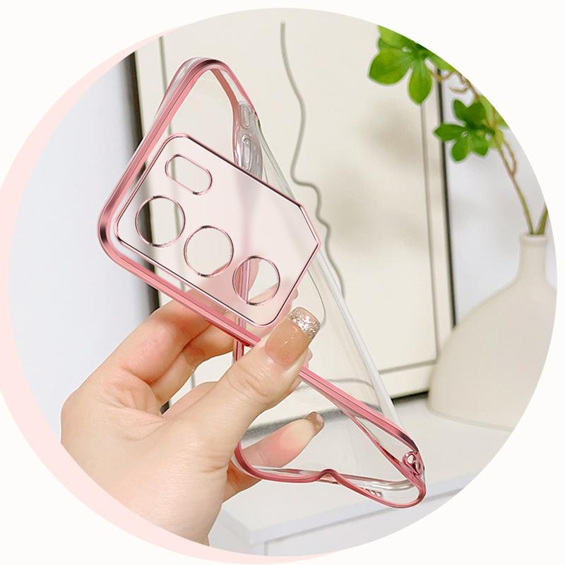 KEYSION Luxury Plating Glitter Phone Case for VIVO V29 5G Transparent Soft TPU Shockproof Back Cover for VIVO V29 5G