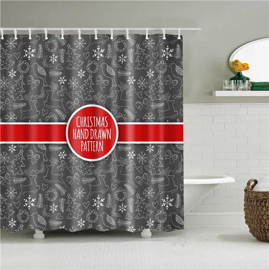 Decorative Geometric Geometry Merry Christmas Bohemian Shower Curtains Bathroom Curtain Fabric Waterproof Polyester With Hooks