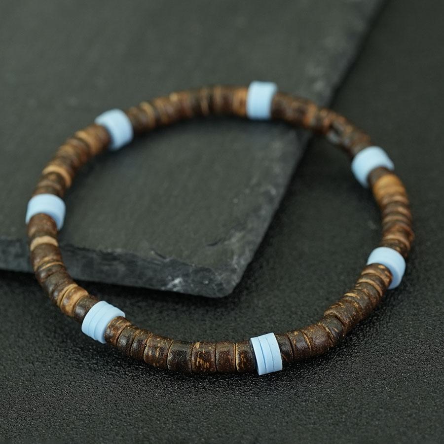 Noter New Natural Coconut Beads Wooden Bracelet Unisex Poly Clay Strand Braslet Beach Surfing Jewelry Lightweight Comfortable
