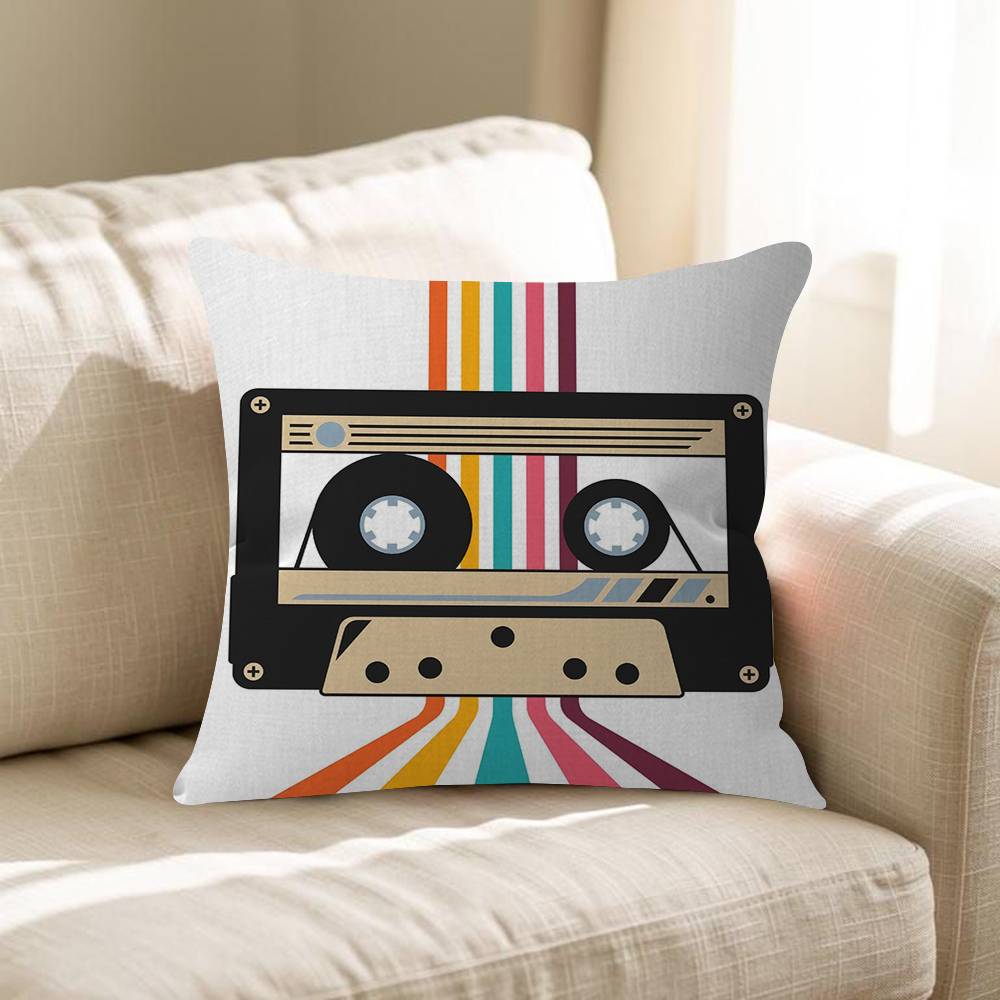 Magnetic Radio Tape Cassette Maple Design Cushion Cover Happy Autumn Harvest Decor Holiday Decorati Pillow Cover