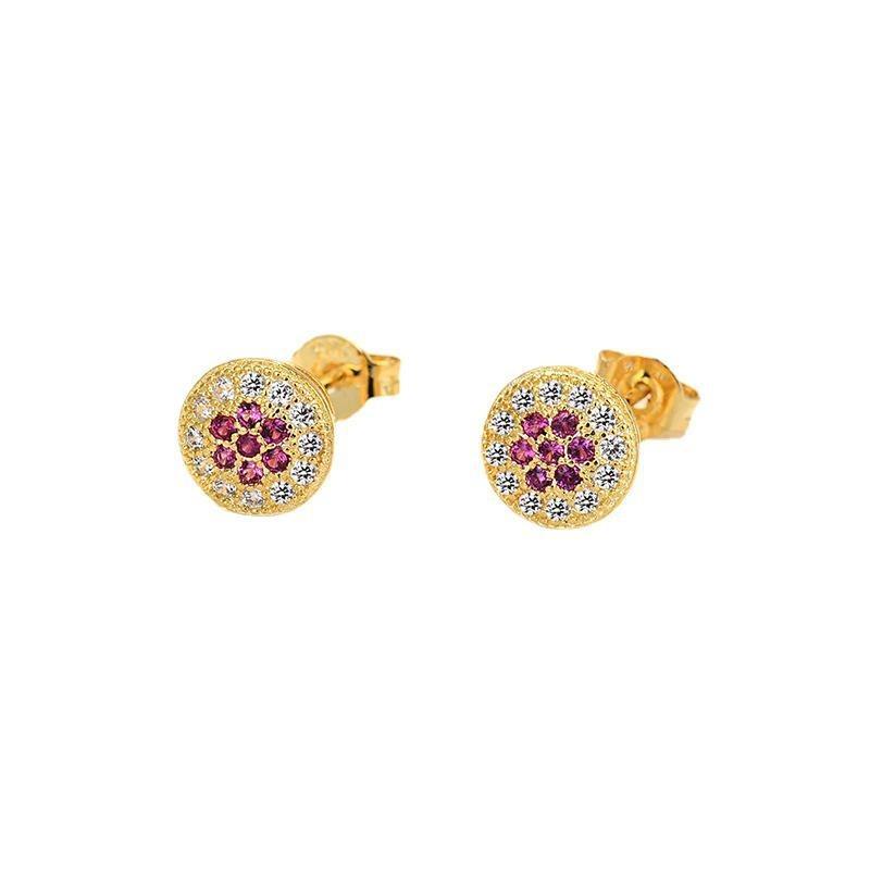 Simple and Personalized Colorful Zircon Stud Earrings Niche Cute Mini Geometric Round Earrings