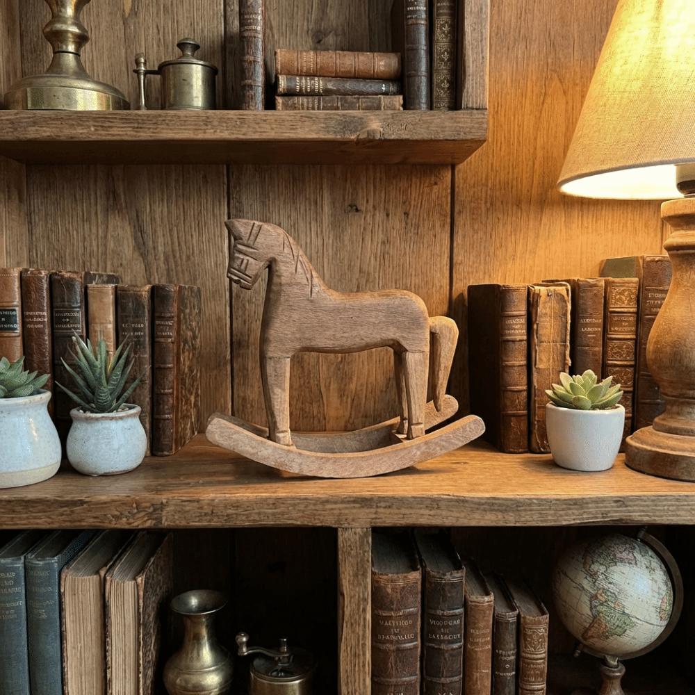 Dekoration Handgeschnitztes Holzpferd Dekoration Nordischer Stil Holzmaterial Schaukelpferd Kreative Retro Schreibtischdekoration Geschenk