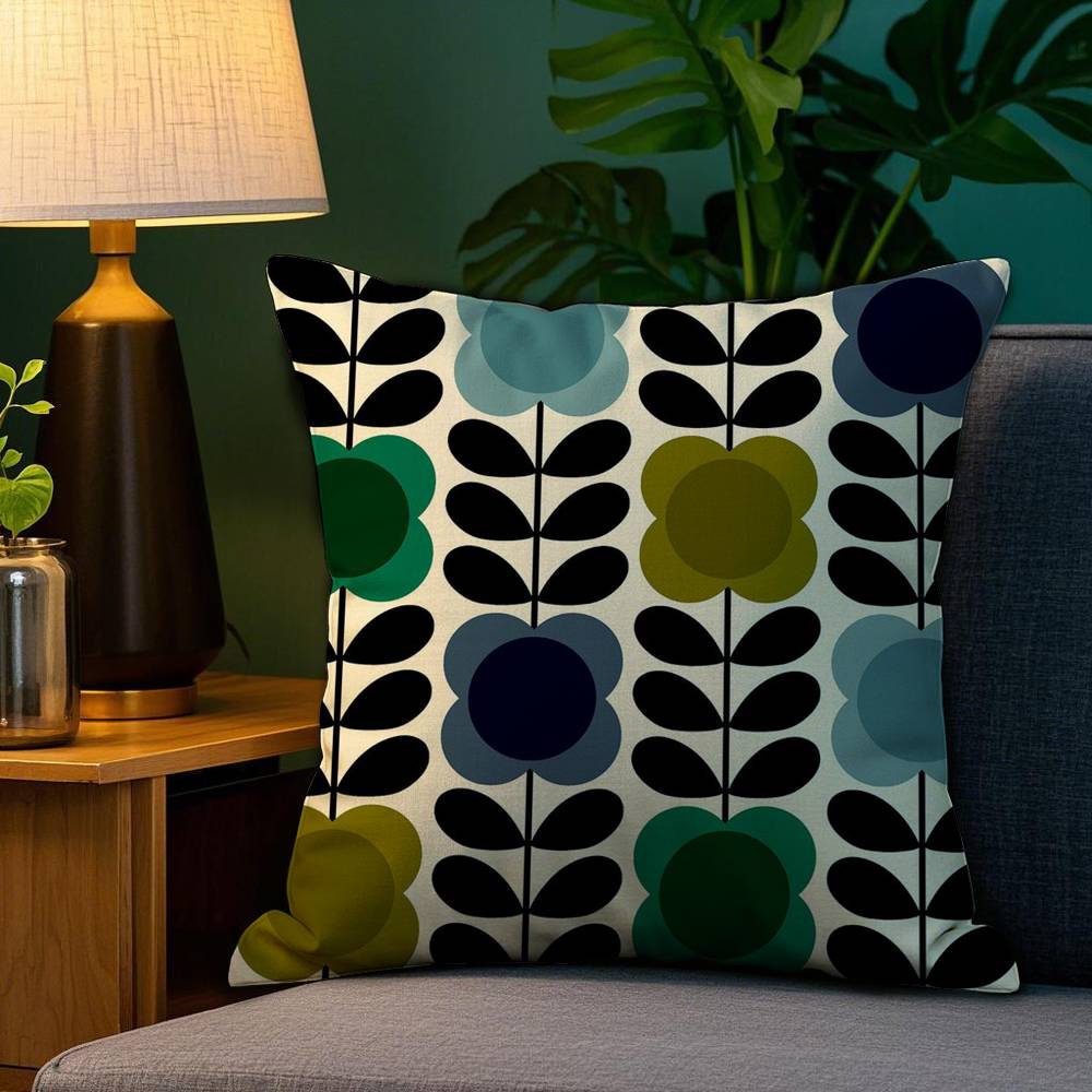 

O-Orla Kiely Flower Pillow Case Plush Fabric Soft Double Sided Print Sofa Cushion Cover Throw Pillow Covers 12x12Inch