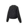 Li Ning Vollprint Fleece Warm Antibakteriell Lockerer Pullover Damen Sweatshirt Schwarz AWDT792-4