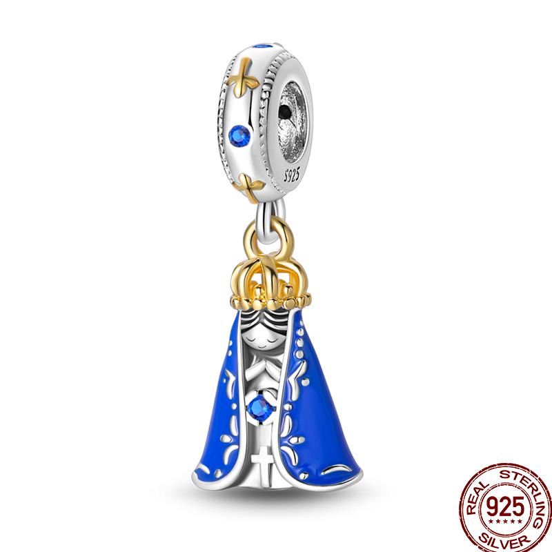 New Copper Religious Angel Cross Series Shiny Zircon Beads Suitable For 3Mm Original Bracelet Diy